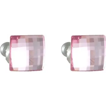 Náušnice Náušnice růžové se Swarovski Elements diskočtverec Light Rose 10 mm