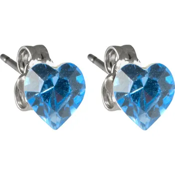 Náušnice Náušnice se Swarovski Elements srdíčko, světle modré, pecky, 713854-aqua