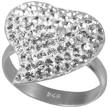 Prsten Prsten se Swarovski Elements šikmé srdce Krystal 56