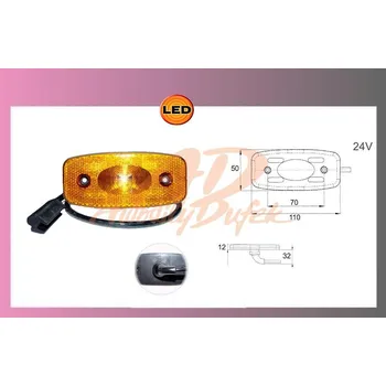 Přídavný světlomet světlo LED oranž. 24V+kabel 0.5m+zástrč