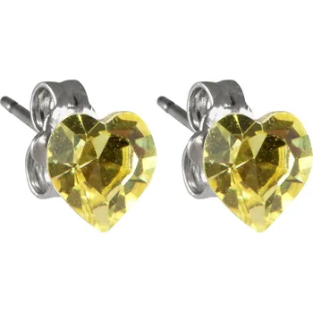Náušnice Náušnice se Swarovski Elements srdíčko, světle žluté, pecky, 713854-jonquil