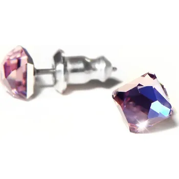 Náušnice Náušnice se Swarovski Elements fialové hranolky Light Amethyst 10 mm