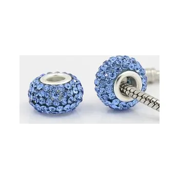 Dětské navlékací korálky Korálek s velkou dírkou shamballa modrý (1ks)