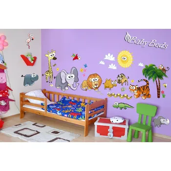 Samolepící dekorace XL dětské samolepky na zeď - Veselá zvířátka 120x150