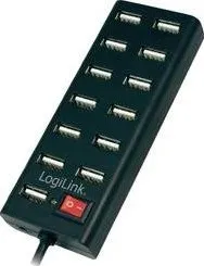USB hub USB 2.0 hub LogiLink, 13-portový, spínač/vypínač