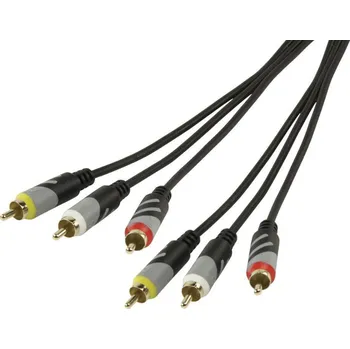Audio kabel HQ propojovací kabel 3xRCA - 3xRCA 1.5m HQCV-A012/1.5