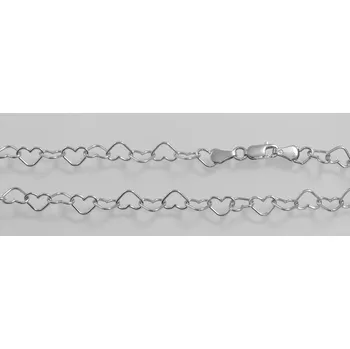 Řetízek PiayaPorn Silverasia co.ltd. Stříbrný rhodiovaný řetízek Srdíčka No.03. AGRET600033 232578