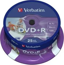 Optické médium Verbatim DVD-R 4,7GB 16x 25 cake