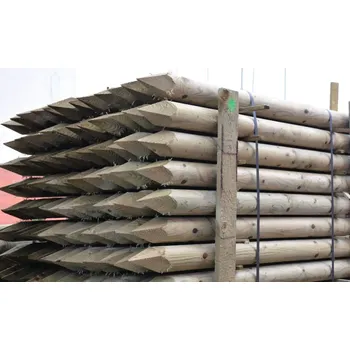 Ohradník Dřevěný kůl kulatý borový 150 cm průměr 10 cm na ohradu