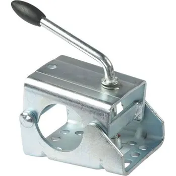 Držák opěrného kolečka přívěsu pro trubku 48 mm, pevná klika, ocelová deska