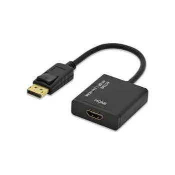 Video kabel Ednet kabelový adaptér DisplayPort, DP samec - HDMI typ A samice, 0,2m, UHD 4K, aktivní, CE, zlato, černý