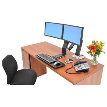 Držák monitoru ERGOTRON WorkFit-A, Dual Display, Polished aluminum, nastavitelný stolní držák pro dva monitory , kláv.