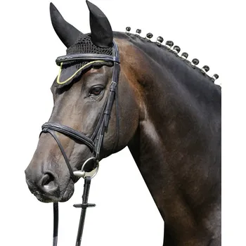 Koňská maska proti hmyzu Čabraka HKM na uši koní se stříbrným lemem šedá velikost 1