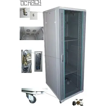 Rozvaděč OCRACK 19" OCC-25U-61SBK rozvaděč stojanový 25U/600x1000 skleněné dveře - černý