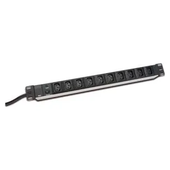 Napájecí panel PDU DIGITUS 19" PDU, 1U hliník, C14 -> 10x C13, 10A, jistič