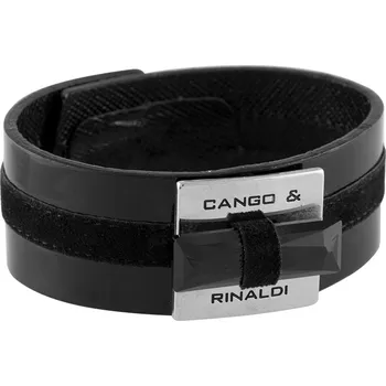 Náramek Cango & Rinaldi kožený náramek se Swarovski Elements černý