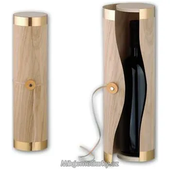 Dárková krabička Dřevěný kulatý dárkový obal na 1 lahev