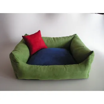 Pelíšek pro psa DELUXE Pelíšek pro psa - zelená / tmavě modrá / červená – malinová