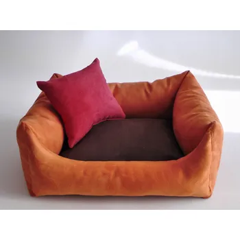 Pelíšek pro psa DELUXE Pelíšek pro psa - oranžová / tmavě hnědá / růžová - malinová