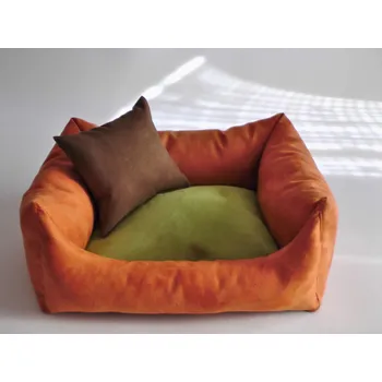 Pelíšek pro psa DELUXE Pelíšek pro psa - oranžová / zelená / hnědá