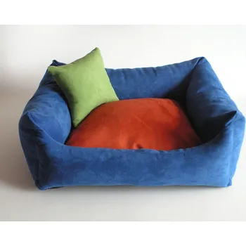 Pelíšek pro psa DELUXE Pelíšek pro psa - tmavě modrá / tmavě-oranžový/zrzavý / zelená