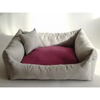 Pelíšek pro psa DELUXE Pelíšek pro psa - stříbrná / růžová - malinová / stříbrná