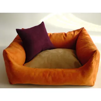 Pelíšek pro psa DELUXE Pelíšek pro psa - oranžová / zlatá hnědá / švestka