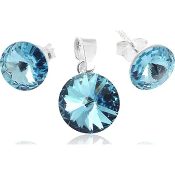 Souprava šperků Stříbrná souprava Rivoli Aquamarine (Dámská stříbrná souprava šperků)