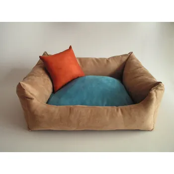 Pelíšek pro psa DELUXE Pelíšek pro psa - cappuccino / tyrkysová / tmavě-oranžový/zrzavý