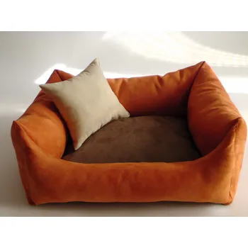 Pelíšek pro psa DELUXE Pelíšek pro psa - oranžová / hnědá - káva s mlékem / krémová