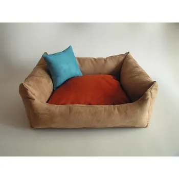 Pelíšek pro psa DELUXE Pelíšek pro psa - cappuccino / tmavě-oranžový/zrzavý / tyrkysová