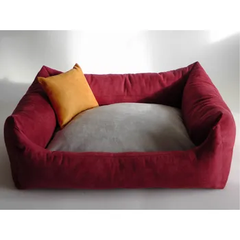 Pelíšek pro psa DELUXE Pelíšek pro psa - bordo / stříbrná / oranžová