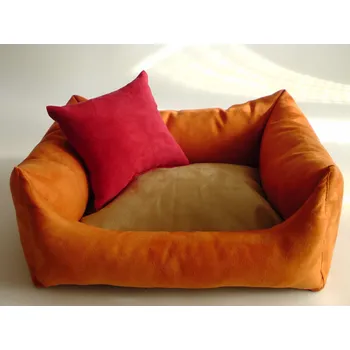 Pelíšek pro psa DELUXE Pelíšek pro psa - oranžová / zlatá hnědá / růžová - malinová