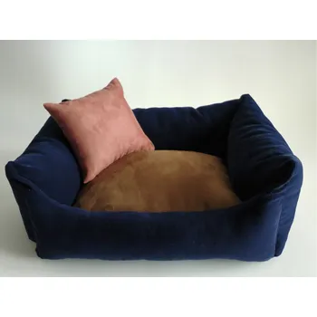 Pelíšek pro psa DELUXE Pelíšek pro psa - tmavě modrá / hnědá / losos