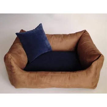 Pelíšek pro psa DELUXE Pelíšek pro psa - hnědá - káva s mlékem / tmavě modrá / tmavě modrá