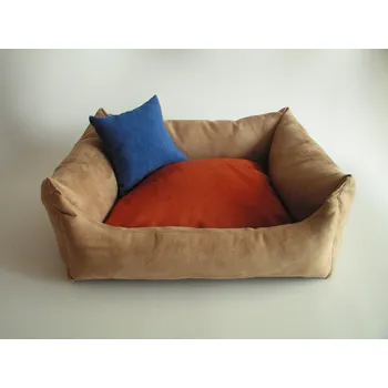 Pelíšek pro psa DELUXE Pelíšek pro psa - cappuccino / tmavě-oranžový/zrzavý / tmavě modrá