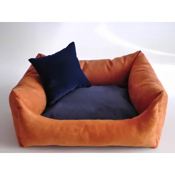 Pelíšek pro psa DELUXE Pelíšek pro psa - oranžová / tmavě modrá / granát - tmavý