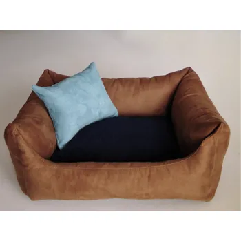 Pelíšek pro psa DELUXE Pelíšek pro psa - hnědá - káva s mlékem / tmavě modrá / tyrkysová