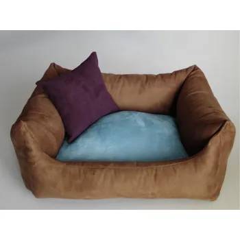 Pelíšek pro psa DELUXE Pelíšek pro psa - hnědá - káva s mlékem / tyrkysová / švestka