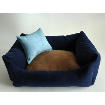 Pelíšek pro psa DELUXE Pelíšek pro psa - tmavě modrá / hnědá - káva s mlékem / tyrkysová