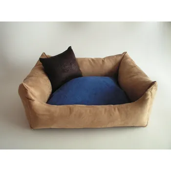 Pelíšek pro psa DELUXE Pelíšek pro psa - cappuccino / tmavě modrá / tmavě hnědá