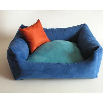 Pelíšek pro psa DELUXE Pelíšek pro psa - tmavě modrá / tyrkysová / tmavě-oranžový/zrzavý