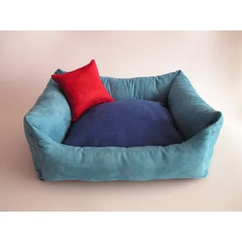 Pelíšek pro psa DELUXE Pelíšek pro psa - tyrkysová / tmavě modrá / růžová - malinová