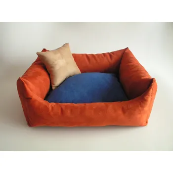 Pelíšek pro psa DELUXE Pelíšek pro psa - tmavě-oranžový/zrzavý / tmavě modrá / cappuccino