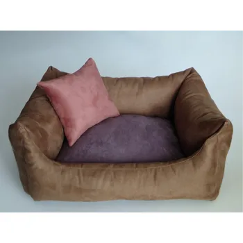 Pelíšek pro psa DELUXE Pelíšek pro psa - hnědá - káva s mlékem / tmavý vřes / losos