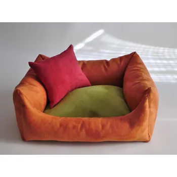 Pelíšek pro psa DELUXE Pelíšek pro psa - oranžová / zelená / růžová - malinová