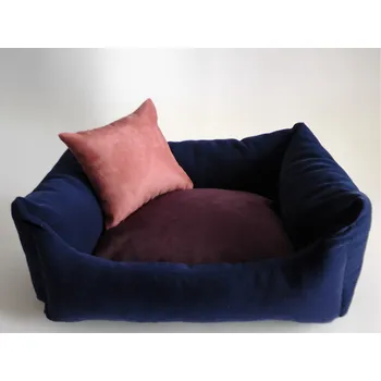 Pelíšek pro psa DELUXE Pelíšek pro psa - tmavě modrá / švestka / losos