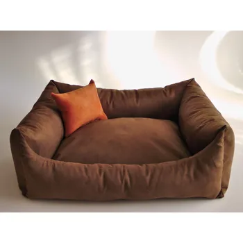 Pelíšek pro psa DELUXE Pelíšek pro psa - hnědá - káva s mlékem / hnědá - káva s mlékem / oranžová