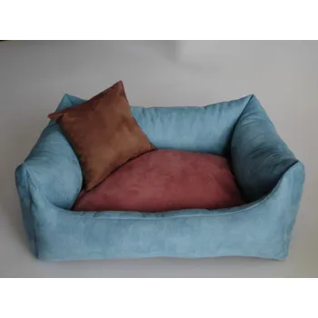 Pelíšek pro psa DELUXE Pelíšek pro psa - tyrkysová / losos / hnědá - káva s mlékem