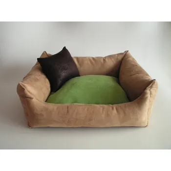 Pelíšek pro psa DELUXE Pelíšek pro psa - cappuccino / zelená / tmavě hnědá